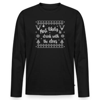 Le plus probable pour boire avec les elfes - T-shirt manches longues Premium bio Homme - noir - Devant - Nico (187cm)