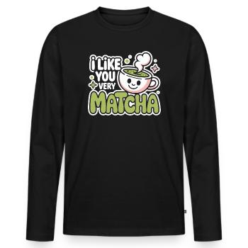 Thé matcha dit thé vert comme toi, très matcha - T-shirt manches longues Premium bio Homme - noir - Devant - Nico (187cm)