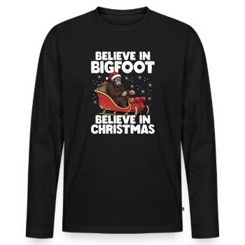 Believe in Bigfoot. Believe in - Men's Premium Organic Long Sleeve Shirt - black - Front - Nico (187cm)