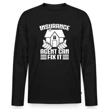 Un costume d’agent d’assurance peut régler le problème Medicare - T-shirt manches longues Premium bio Homme - noir - Devant - Nico (187cm)