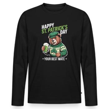 L’ours de Saint-Patrick au pelage vert - T-shirt manches longues Premium bio Homme - noir - Devant - Nico (187cm)