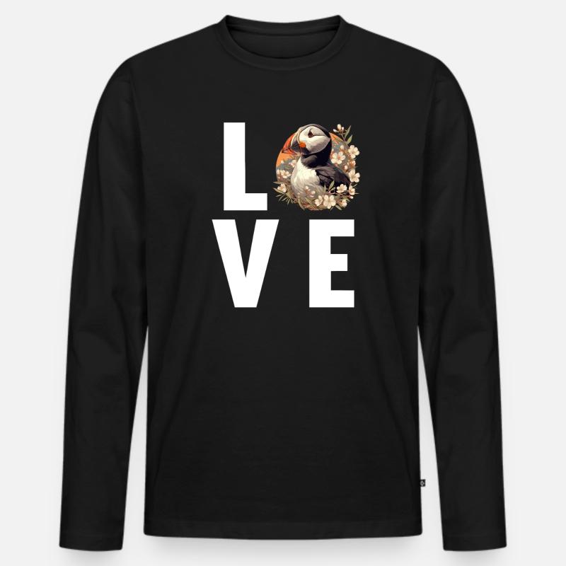 Puffin Papageientaucher - Männer Premium Bio Langarmshirt - Schwarz