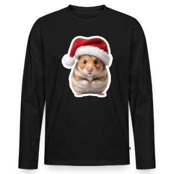 Suesser Hamster - Suesse Weihnachten  - Männer Premium Bio Langarmshirt - Schwarz - Vorne - Nico (187cm)