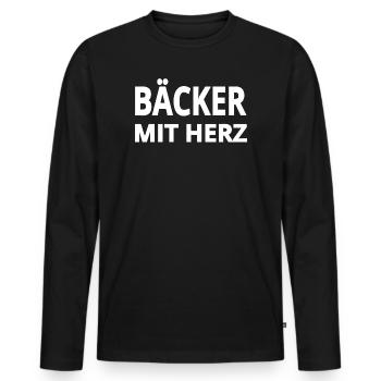 Baker - Men's Premium Organic Long Sleeve Shirt - black - Front - Nico (187cm)