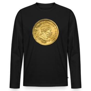 Menelik II Éthiopie Roi Afrique Histoire noire - T-shirt manches longues Premium bio Homme - noir - Devant - Nico (187cm)