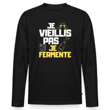 Ich alter nicht fermentiertes Bier lustiges Geschenk - Männer Premium Bio Langarmshirt - Schwarz - Vorne - Nico (187cm)