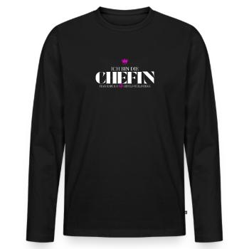 Équipe J’ai de la patience - T-shirt manches longues Premium bio Homme - noir - Devant - Nico (187cm)