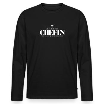 Ich bin die Chefin Geduld Fehlanzeige Spruch - Men's Premium Organic Long Sleeve Shirt - black - Front - Nico (187cm)