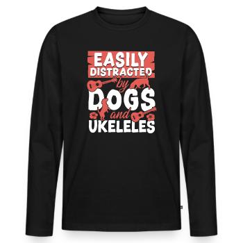 Ukulélé hawaïen Ukulélé Ukulélé Facilement - T-shirt manches longues Premium bio Homme - noir - Devant - Nico (187cm)