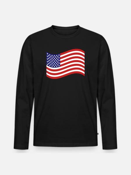 Drapeau des États-Unis - T-shirt manches longues Premium bio Homme - noir