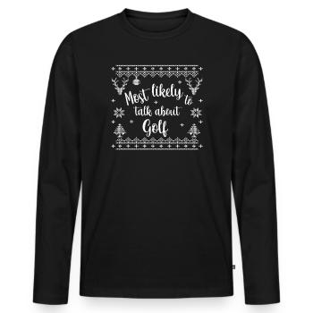 Le plus susceptible de parler de golf - T-shirt manches longues Premium bio Homme - noir - Devant - Nico (187cm)