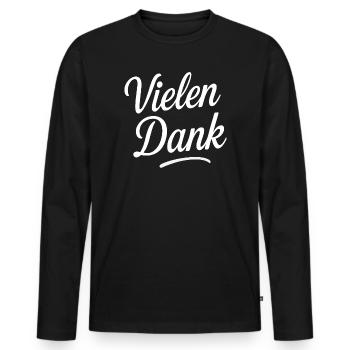 Thank you very much lettering - Men's Premium Organic Long Sleeve Shirt - black - Front - Nico (187cm)