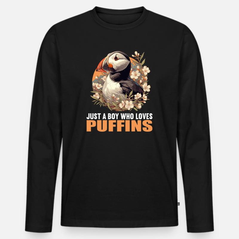 Puffin Papageientaucher - Männer Premium Bio Langarmshirt - Schwarz