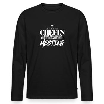 Je suis la réunion du patron qui dit drôle - T-shirt manches longues Premium bio Homme - noir - Devant - Nico (187cm)