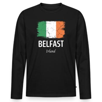 Belfast - Männer Premium Bio Langarmshirt - Schwarz - Vorne - Nico (187cm)