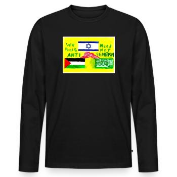 Nous avons un accord pour Gaza ! - T-shirt manches longues Premium bio Homme - noir - Devant - Nico (187cm)