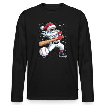 Santa Baseball Allstar - Men's Premium Organic Long Sleeve Shirt - black - Front - Nico (187cm)