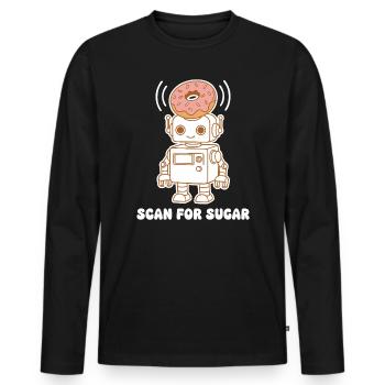 Donut Robot : Scanner le sucre - T-shirt manches longues Premium bio Homme - noir - Devant - Nico (187cm)