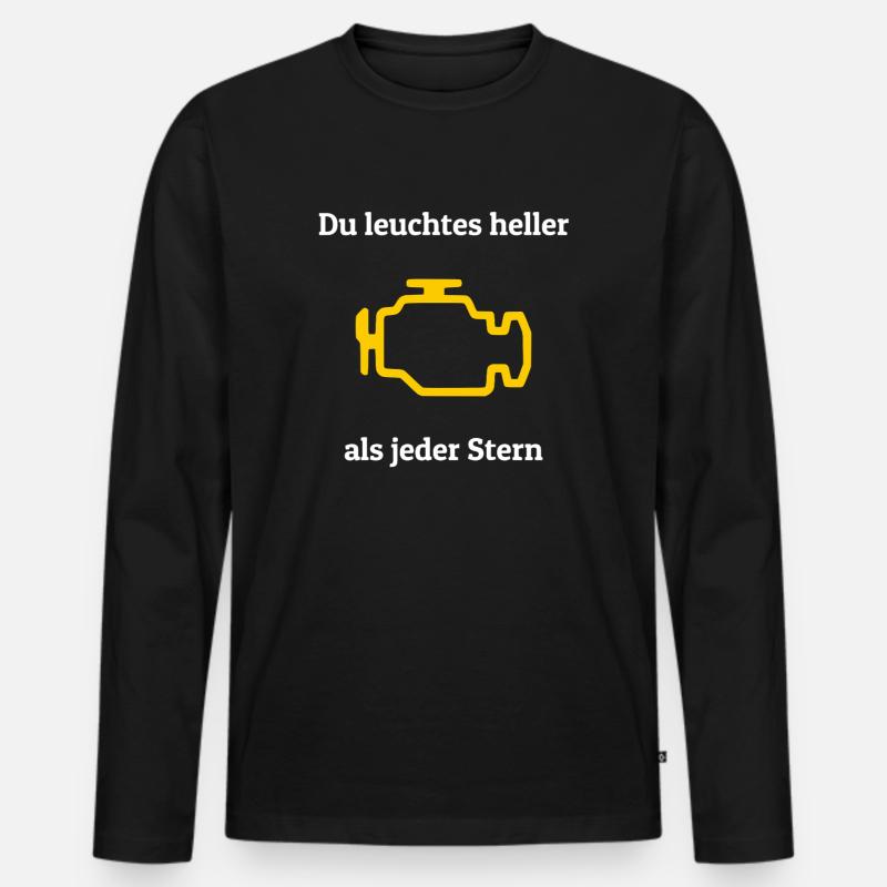 Auto Spruch lustig Motorlampe Kfz  - Männer Premium Bio Langarmshirt - Schwarz