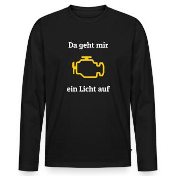 Auto Spruch lustig Motorlampe Kfz - Männer Premium Bio Langarmshirt - Schwarz - Vorne - Nico (187cm)