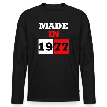 Made In 1977 Anniversaire - T-shirt manches longues Premium bio Homme - noir - Devant - Nico (187cm)
