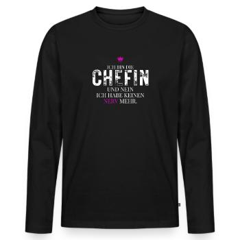 Chefin Spruch Kein Nerv Mehr - Men's Premium Organic Long Sleeve Shirt - black - Front - Nico (187cm)