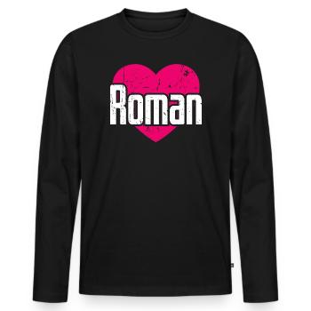 J’aime Roman Pink Heart J’aime Roman - T-shirt manches longues Premium bio Homme - noir - Devant - Nico (187cm)