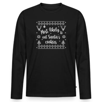 Le plus susceptible de manger les biscuits du Père Noël - T-shirt manches longues Premium bio Homme - noir - Devant - Nico (187cm)