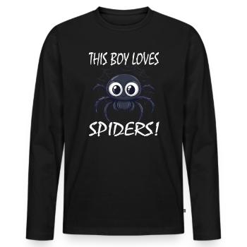 Junge liebt Spinnen - Männer Premium Bio Langarmshirt - Schwarz - Vorne - Nico (187cm)