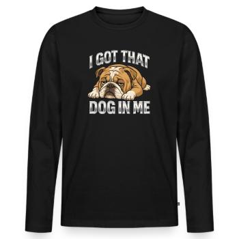Idée cadeau sur l’humour du chien bouledogue anglais - T-shirt manches longues Premium bio Homme - noir - Devant - Nico (187cm)