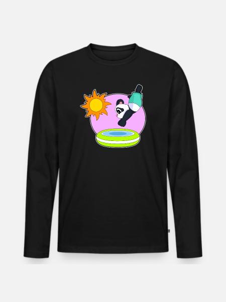Panda Swimming Pool Summer - Men's Premium Organic Long Sleeve Shirt - black