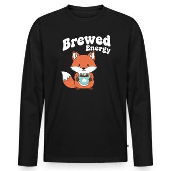 Kaffeefox: Brewed Energy - Men's Premium Organic Long Sleeve Shirt - black - Front - Nico (187cm)