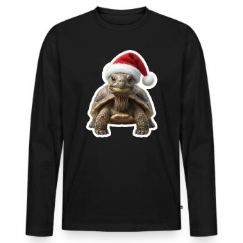 Tortue douillette qui célèbre lentement - T-shirt manches longues Premium bio Homme - noir - Devant - Nico (187cm)
