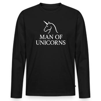 Masculine Man of Unicorns Minimalist Logo Art - Men's Premium Organic Long Sleeve Shirt - black - Front - Nico (187cm)
