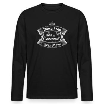 Die romantischen Phrasen einer Ehefrau - Männer Premium Bio Langarmshirt - Schwarz - Vorne - Nico (187cm)
