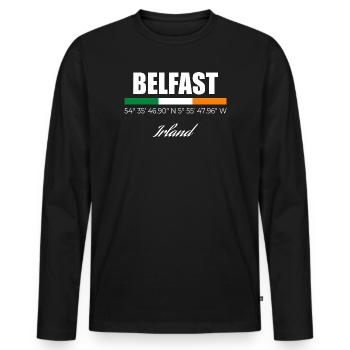 Belfast - Männer Premium Bio Langarmshirt - Schwarz - Vorne - Nico (187cm)