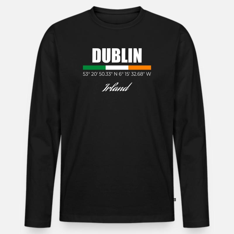 Dublin - Männer Premium Bio Langarmshirt - Schwarz