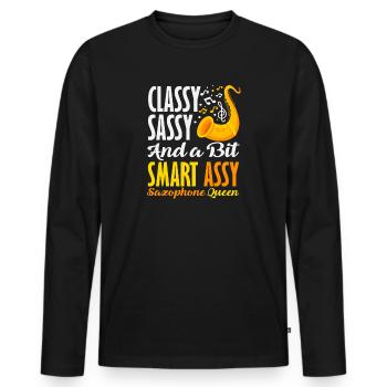Elegant Sassy Saxophone Saxophonist Queen Women - Men's Premium Organic Long Sleeve Shirt - black - Front - Nico (187cm)