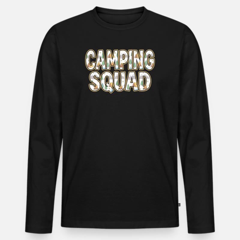 Camping Squad Zeltabend - Männer Premium Bio Langarmshirt - Schwarz