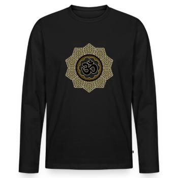 Om Mandala Yoga Goa Meditation Wellness Sport Wear - Men's Premium Organic Long Sleeve Shirt - black - Front - Nico (187cm)