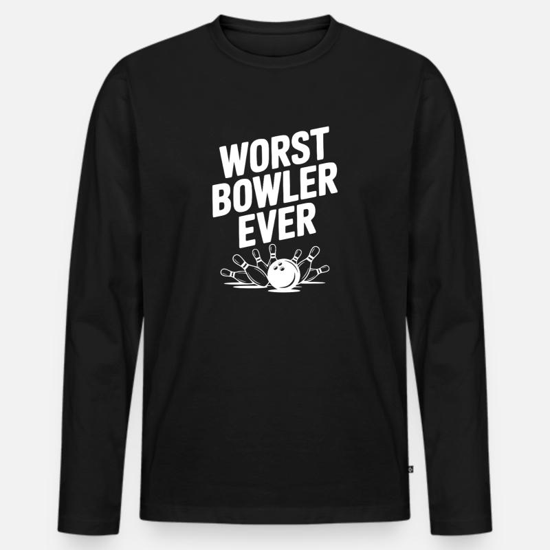 Schlechtester Bowler aller Zeiten - Männer Premium Bio Langarmshirt - Schwarz
