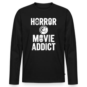 accro aux films d’horreur - T-shirt manches longues Premium bio Homme - noir - Devant - Nico (187cm)