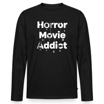 accro aux films d’horreur - T-shirt manches longues Premium bio Homme - noir - Devant - Nico (187cm)