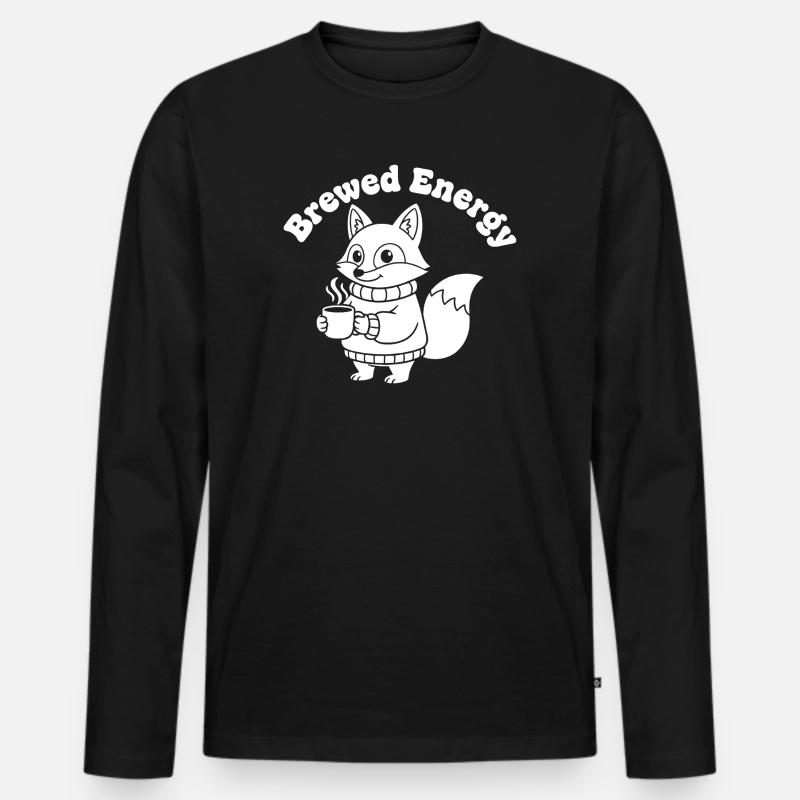 Modèle de pull Coffee Fox - T-shirt manches longues Premium bio Homme - noir