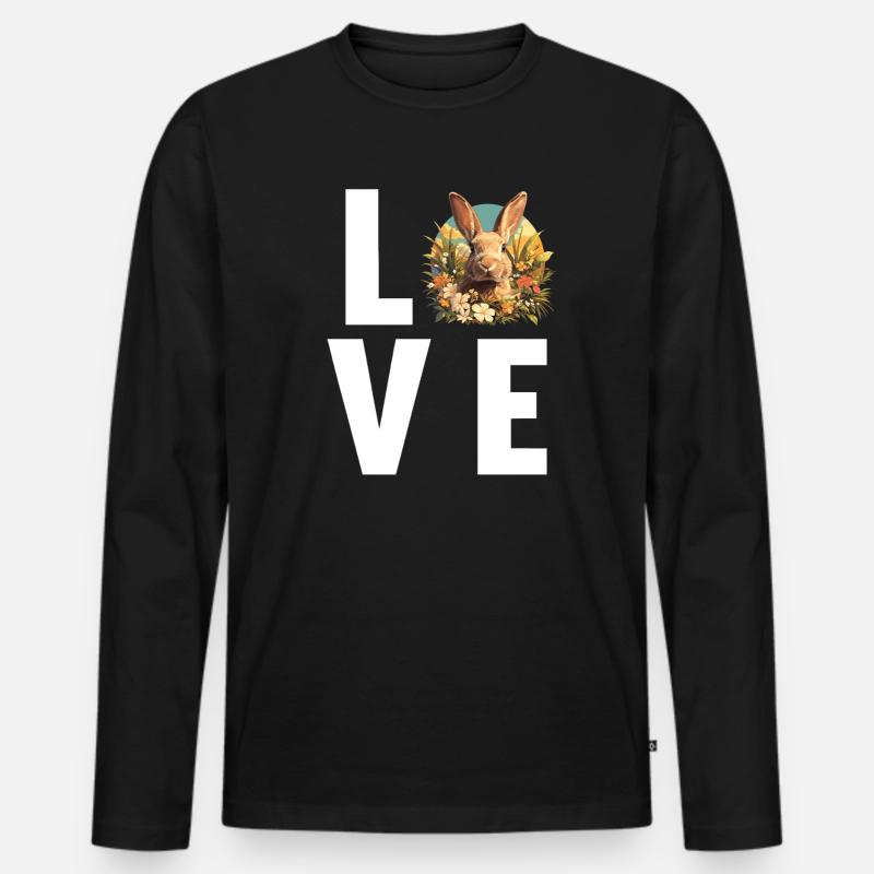 Hasen Hase - Männer Premium Bio Langarmshirt - Schwarz