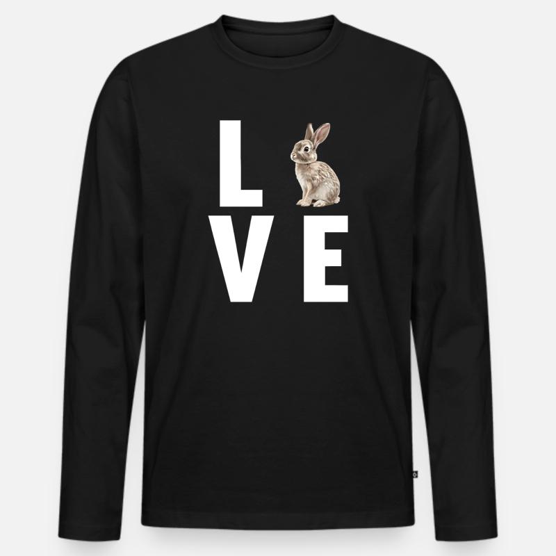 Hasen Hase - Männer Premium Bio Langarmshirt - Schwarz