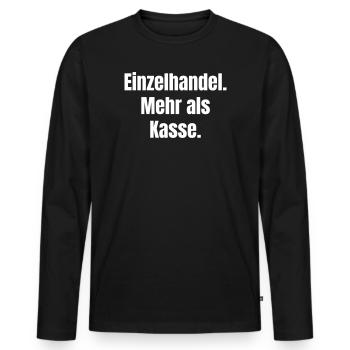 Einzelhandel Mehr als Kasse - Männer Premium Bio Langarmshirt - Schwarz - Vorne - Nico (187cm)