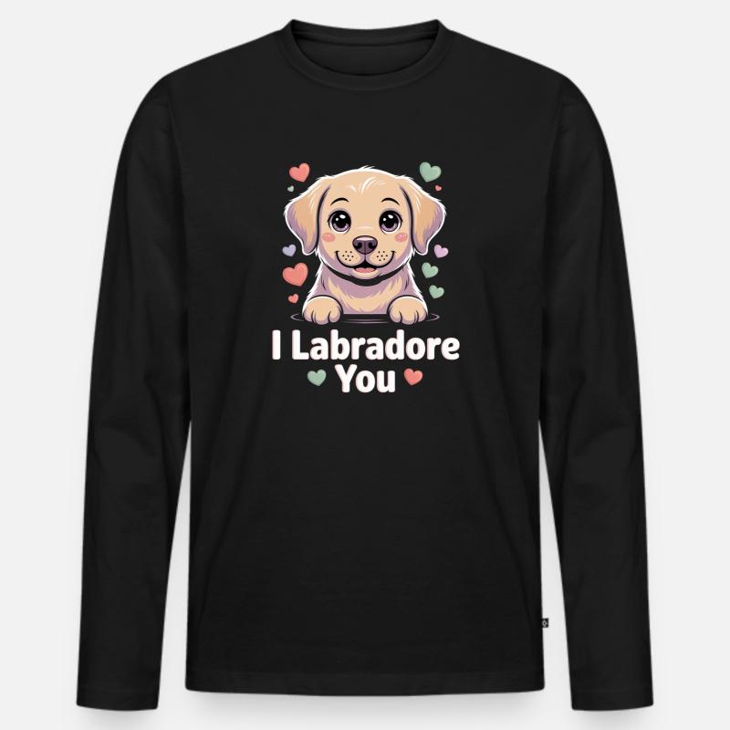 Ich Labrador, du Herz, Welpe - Männer Premium Bio Langarmshirt - Schwarz