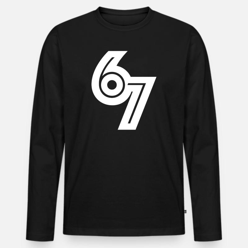 67_meme - Männer Premium Bio Langarmshirt - Schwarz