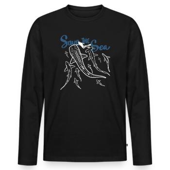 Sauve la Ligne de Vie de l’océan Sauve la mer - T-shirt manches longues Premium bio Homme - noir - Devant - Nico (187cm)